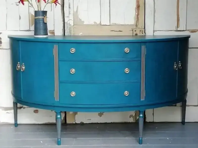 Farbená komoda maľovaná minerálnou farbou Frenchic - odtieň Steel Teal - Dubu.sk