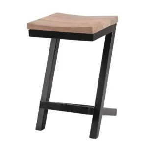 Kovová barová stolička s dreveným sedákom 400x350x600