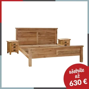 Masívna zostava - Manželská posteľ s nočnými stolíkmi - Dubu.sk - nábytok z masívu
