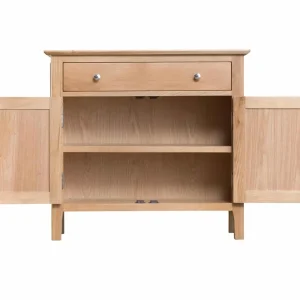 moderná skrinka s otvorenými dvierkami z masívu v škandinávskom štýle - dubu.sk - nábytok z masívu