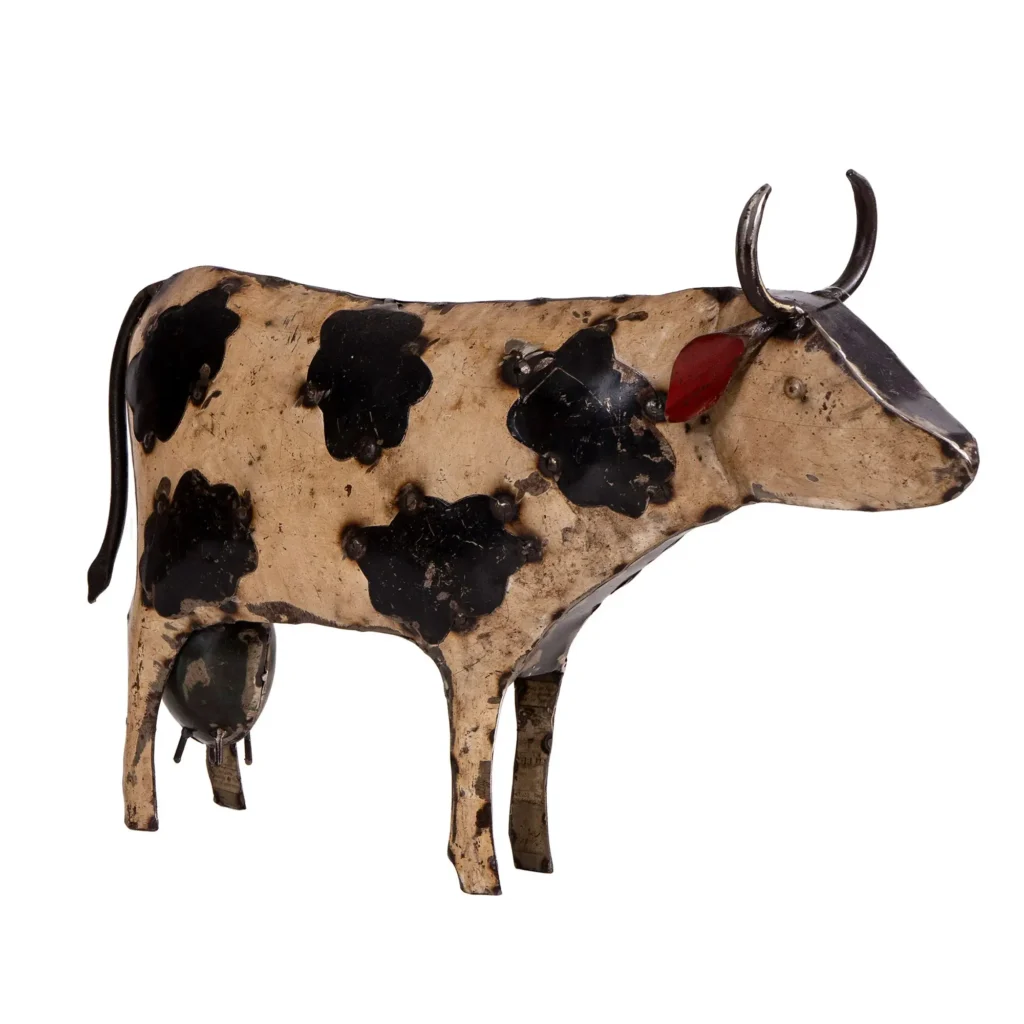 Biela kravička s čiernymi fľakmi z kovu - Dubu.sk - verní kvalite