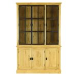 Široká vitrína s 3 drevenými a 3 presklenými dvierkami, 155x45x22 cm