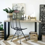 Rustikálny písací stôl s kovovými nohami 140x80x75 cm