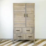Široká rustikálna drevená šatníková skriňa so 4 zásuvkami 104x60x195 cm