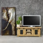 Industriálna TV skrinka s dvomi odsúvacími dvierkami na koľajnici 120x40x46 cm