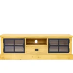 Rustikálna TV skrinka s presklenými dvierkami a zásuvkou 160x40x46 cm