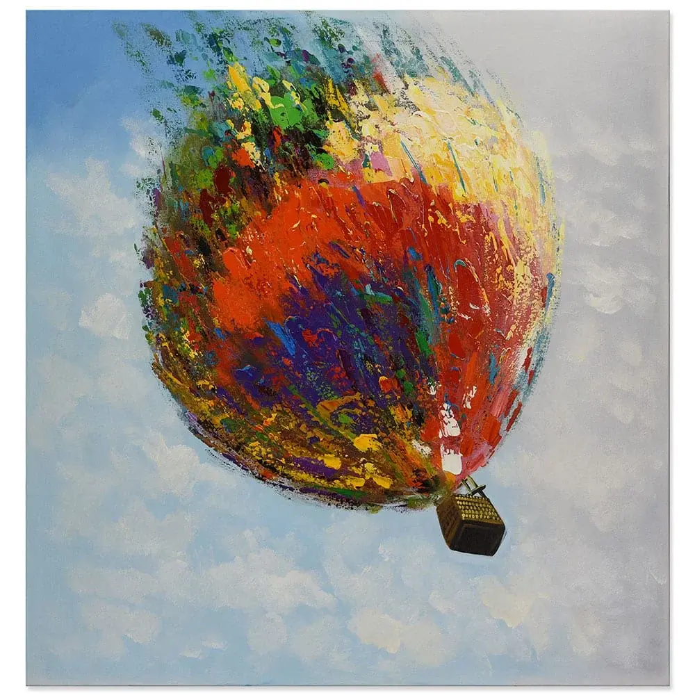 Teplovzdušný farebný balón maľovaný na plátne obrazu