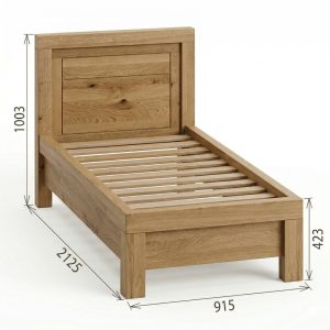 moderná jednolôžková posteľ z dubu 90x200 rozmery