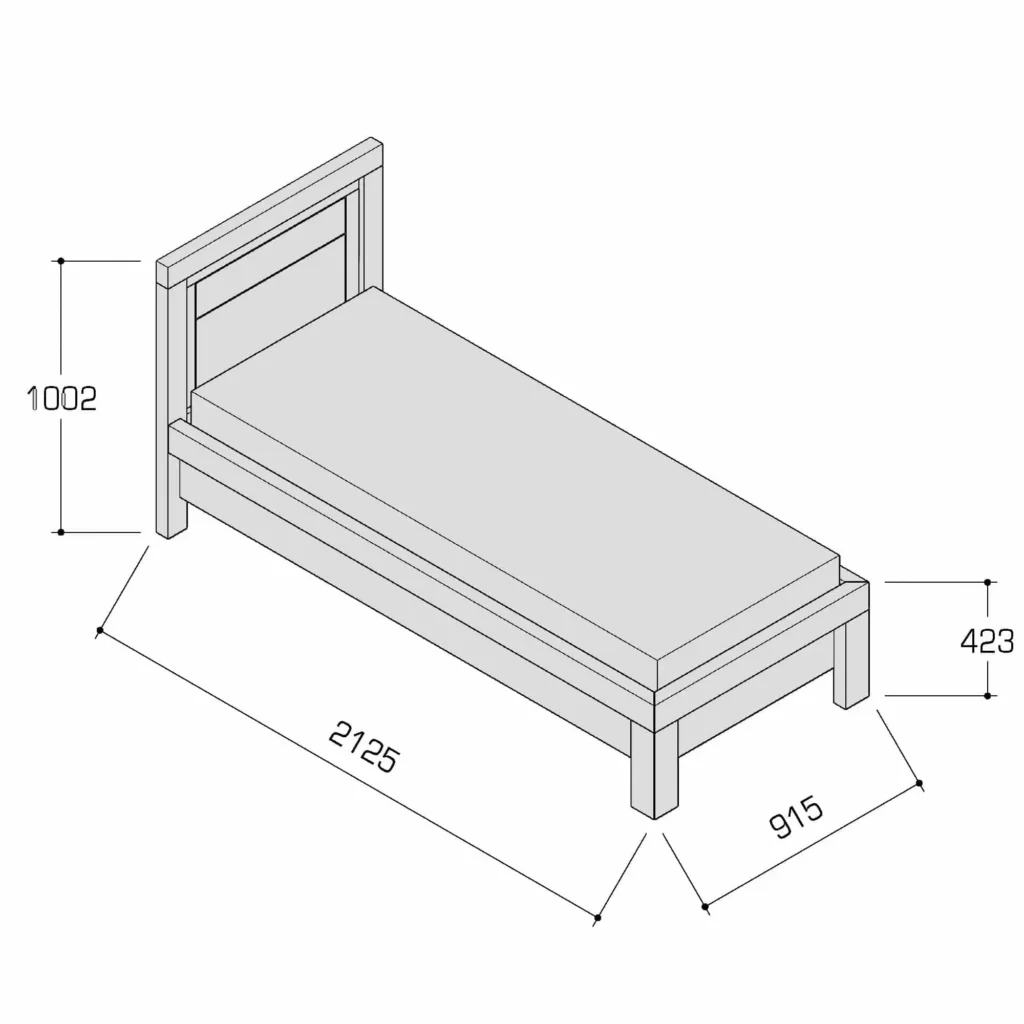 Dubová posteľ 90x200 rozmery