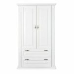 Biela šatníková skriňa z masívu s dvomi zásuvkami, 109x54x210 cm