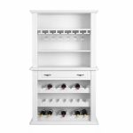 Biely stojan na víno z masívu - držiak na víno a poháre, 109x47x210 cm