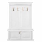 Biela predsieňová zostava so sedením a vešiakový panel, 135x47x210 cm