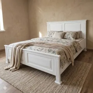 Biela manželská posteľ z dubového masívu 180x200