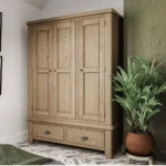 3-dverová šatníková skriňa s 2 zásuvkami, 150x57x200 cm