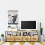 Široká kovová TV skrinka v priemyselnom štýle, so 4 zásuvkami a poličkou 183x54x65 cm