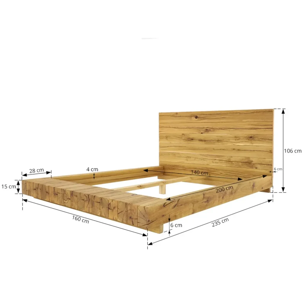 drevena manzelska postel masiv 140x200 rozmery