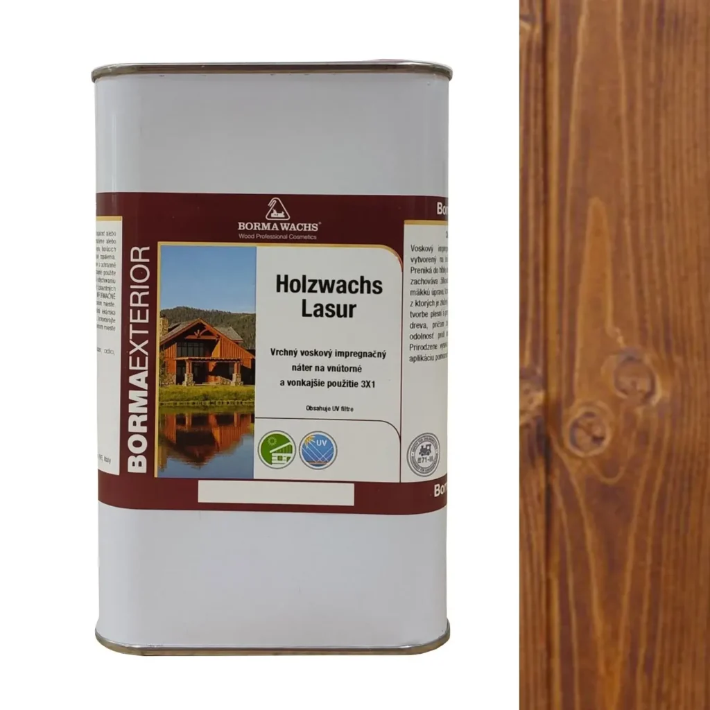 Voskový impregnačný náter do exteriéru od Borma Wachs Holzwachs Lasur s pigmentom stredného orecha