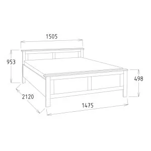drevená dvoj-lôžková posteľ dub 140x200 cm rozmery