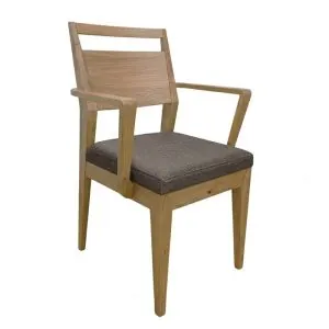 Jedálenská stolička s pod-rúčkami, dub s čalúnením Urban03