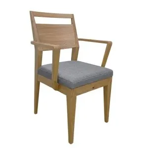 Jedálenská stolička s pod-rúčkami, dub s čalúnením Urban05