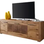 Široká dubová TV skrinka s výklopnými dvierkami, 178x46x62 cm