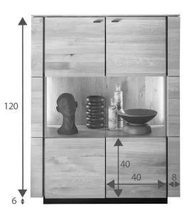 nízky sekretár z masívu s LED osvetlením