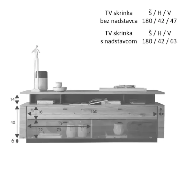 Moderná dubová TV skrinka