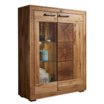 Drevený príborník z masívu - kredenc s vitrínou vľavo, 104x40x135 cm