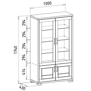 rozmery modernej dvojdverovej vitríny