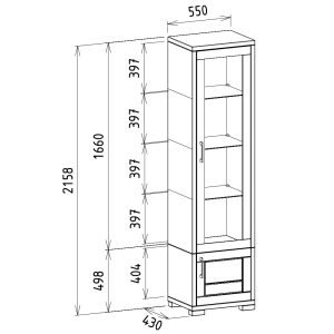 rozmery obývačkovej vitríny