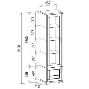 rozmery vysokej presklenej vitríny