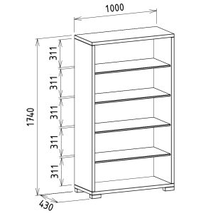 rozmery dubovej masívnej knižnice