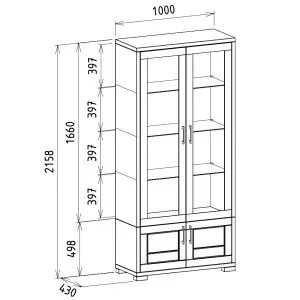 rozmery vysokej presklenej dubovej vitríny