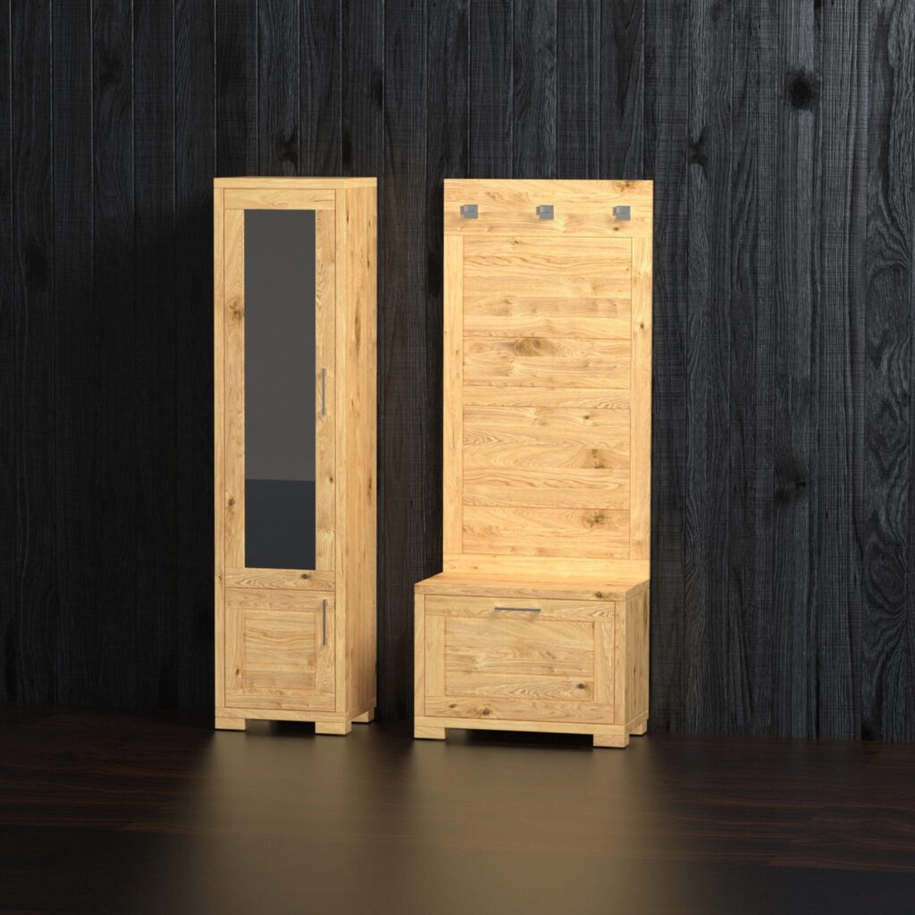 šatníková skriňa so zrkadlom a vešiakový panel