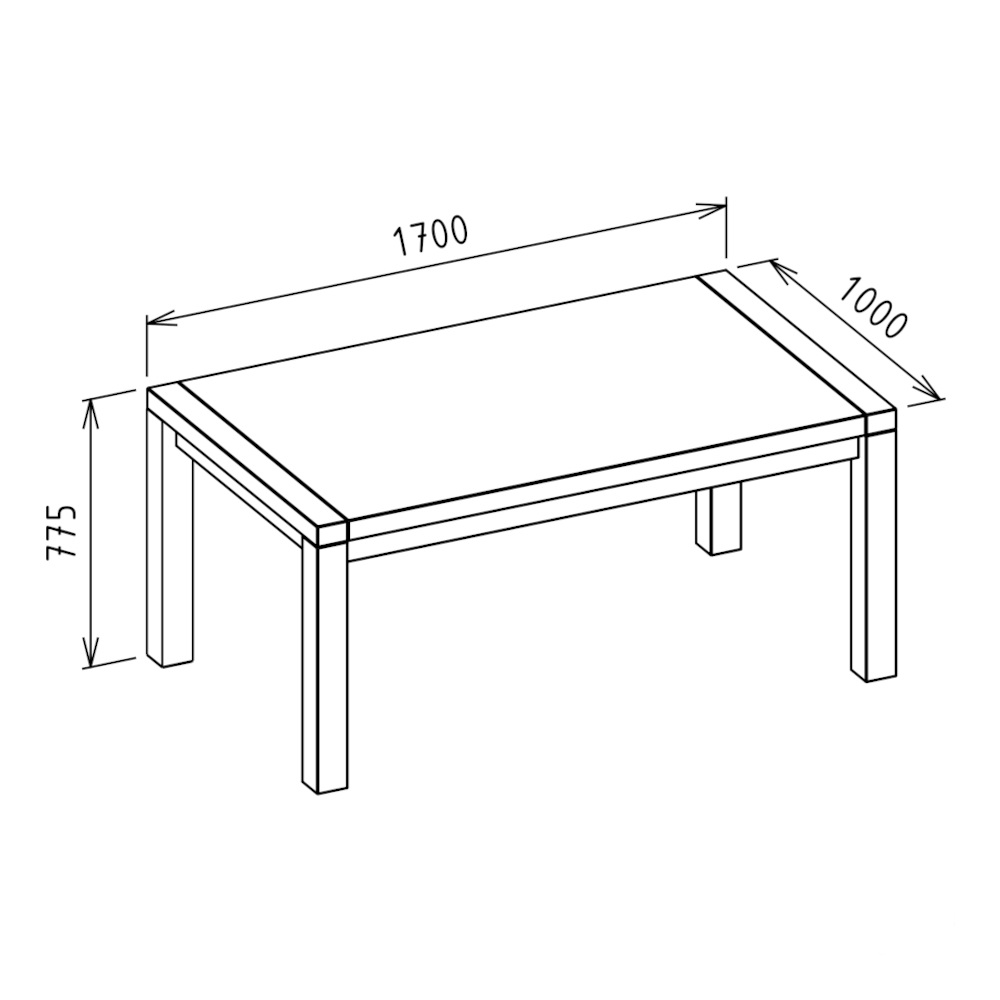 rozmery kuchynského stola z masívu 170x100