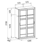 Šatník s odsuvnými dverami s tyčou na vešanie šiat, 120x60x216 cm