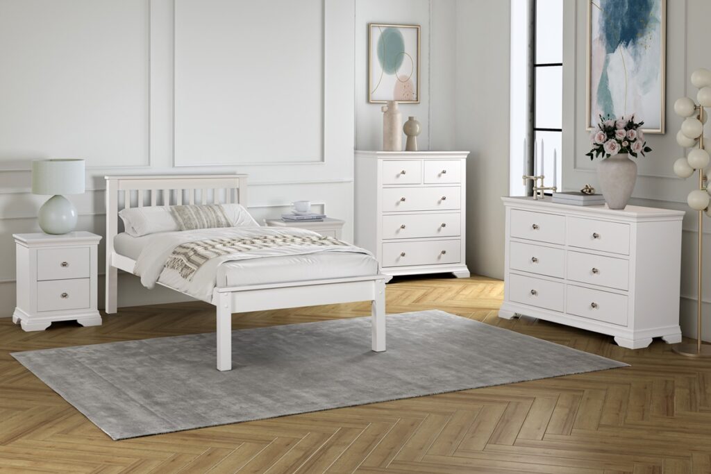 Biely nabytok do spalne masiv biela postel