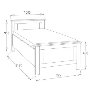 drevená jednolôžková posteľ dub 90x200 rozmery