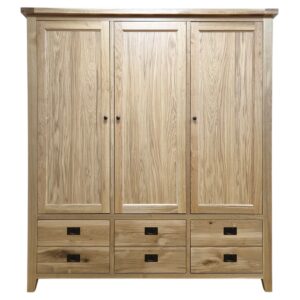 trojdverová skriňa do spálne so 6 zásuvkami