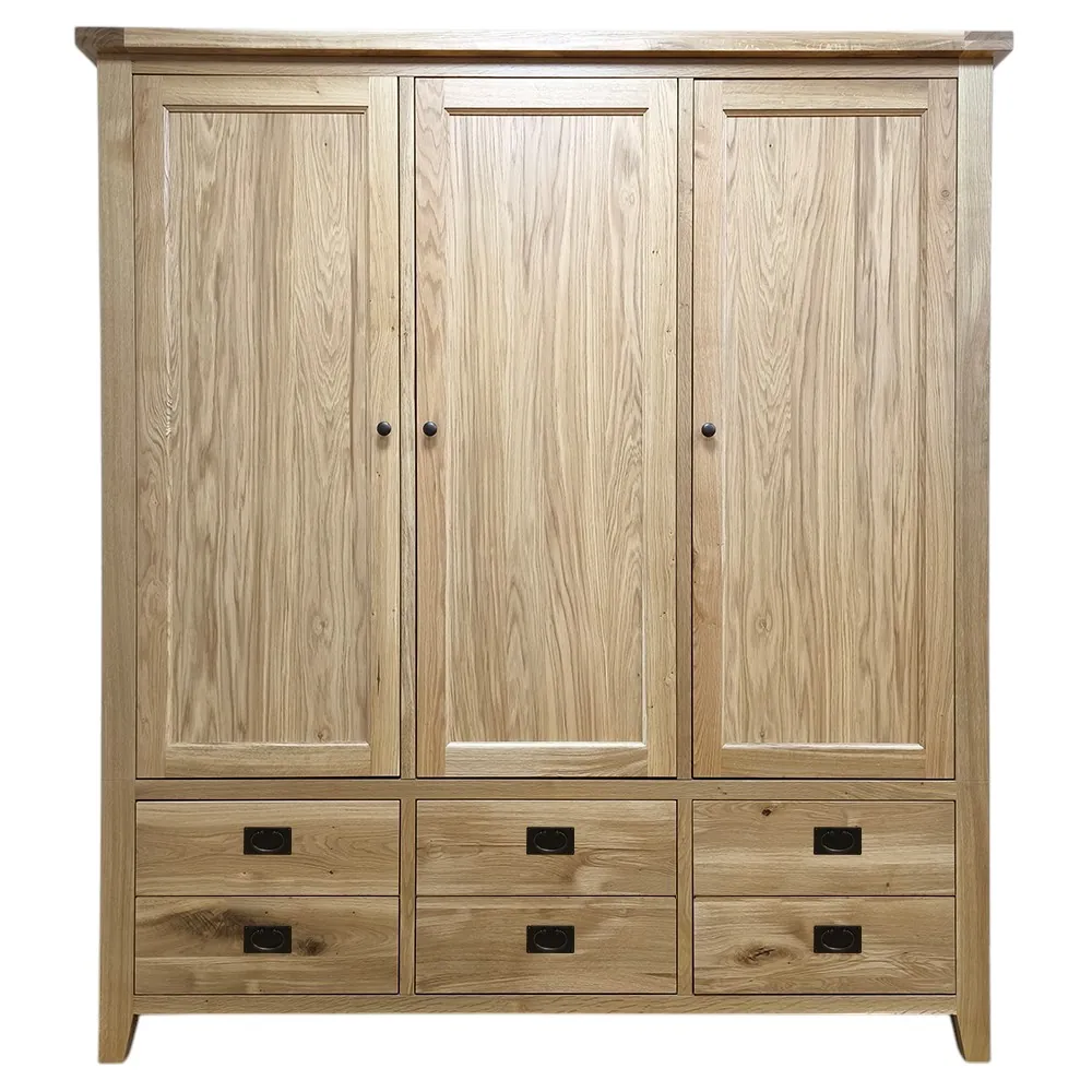 trojdverová skriňa do spálne so 6 zásuvkami