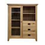 Presklený sekretár s vitrínou a 3 zásuvkami, 126x43x150 cm