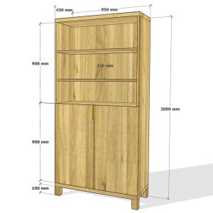 masívna dubová knižnica s policami