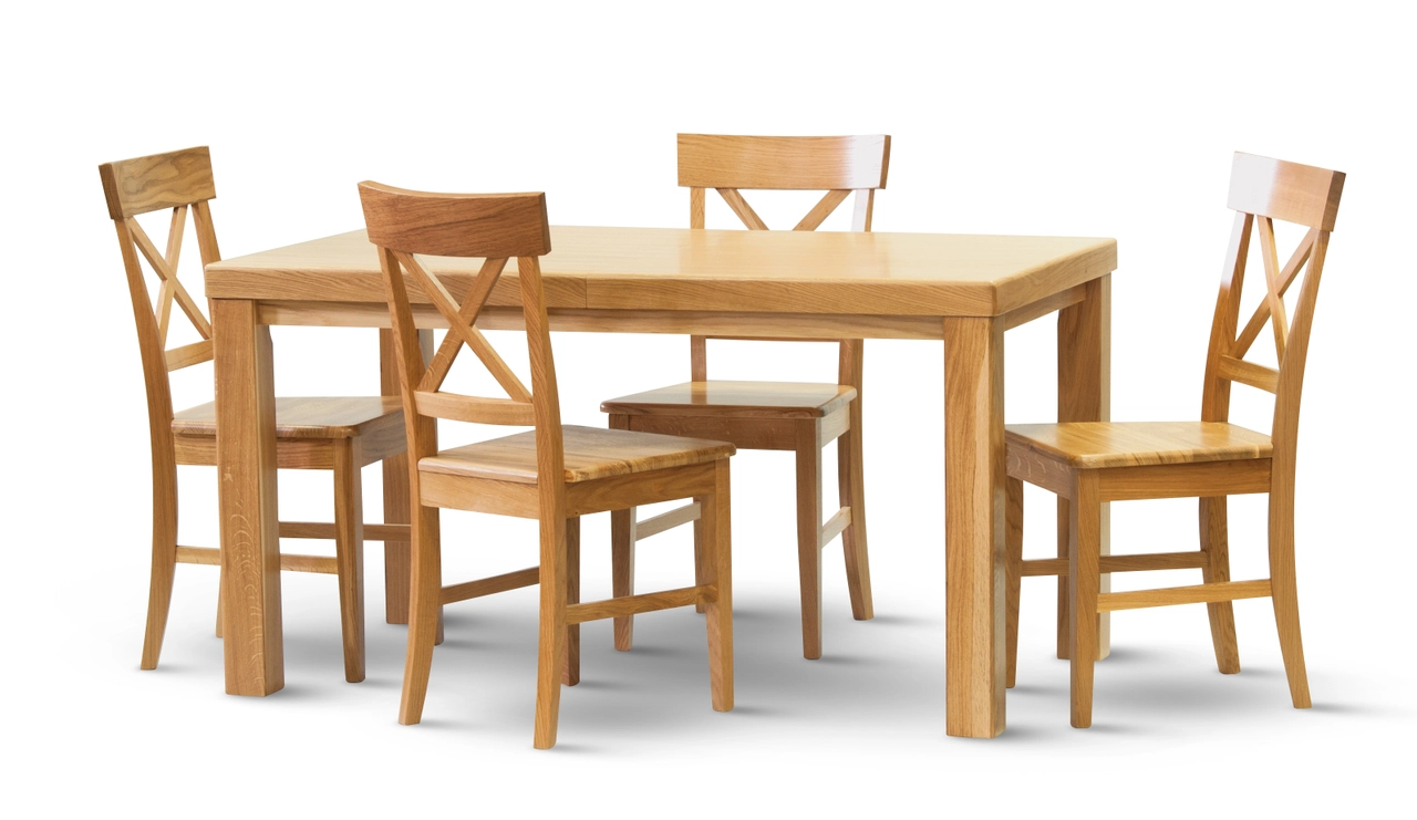 drevená dubová kuchynská stolička so stolom