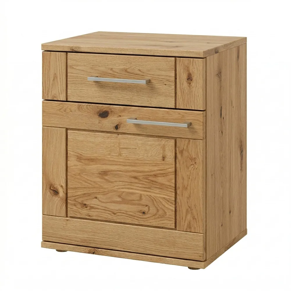 Nočný stolík so zásuvkou a dvierkami z masívu