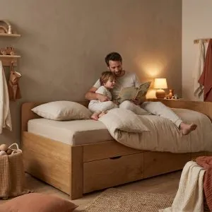 Masívne jednolôžko s úložným priestorom