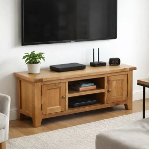 Drevený TV stolík pod televízor z masívu dub