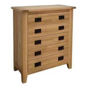 Komoda - bielizník s 5 širokými zásuvkami, 90x43x100 cm