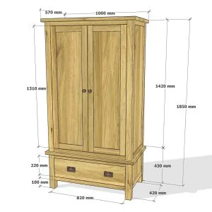 rozmery šatníkovej masívnej skrine