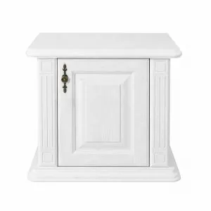 Biely nočný stolík z masívneho dubového dreva